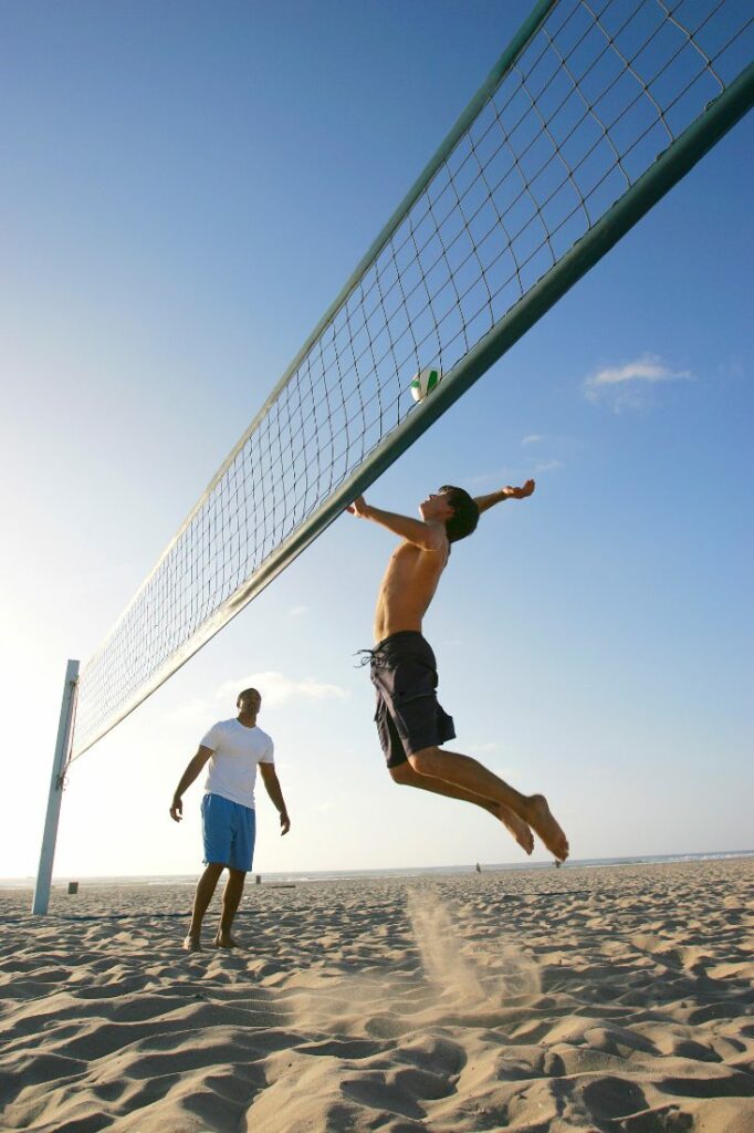 playing on the beach